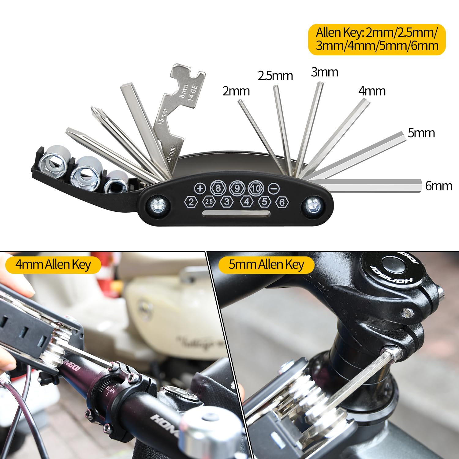 Bike Multi Tool, 16 in 1 Bicycle Multi-Tool, Bicycle Repair Tool, Portable Foldable Bike Multitool Cycling Tool 1