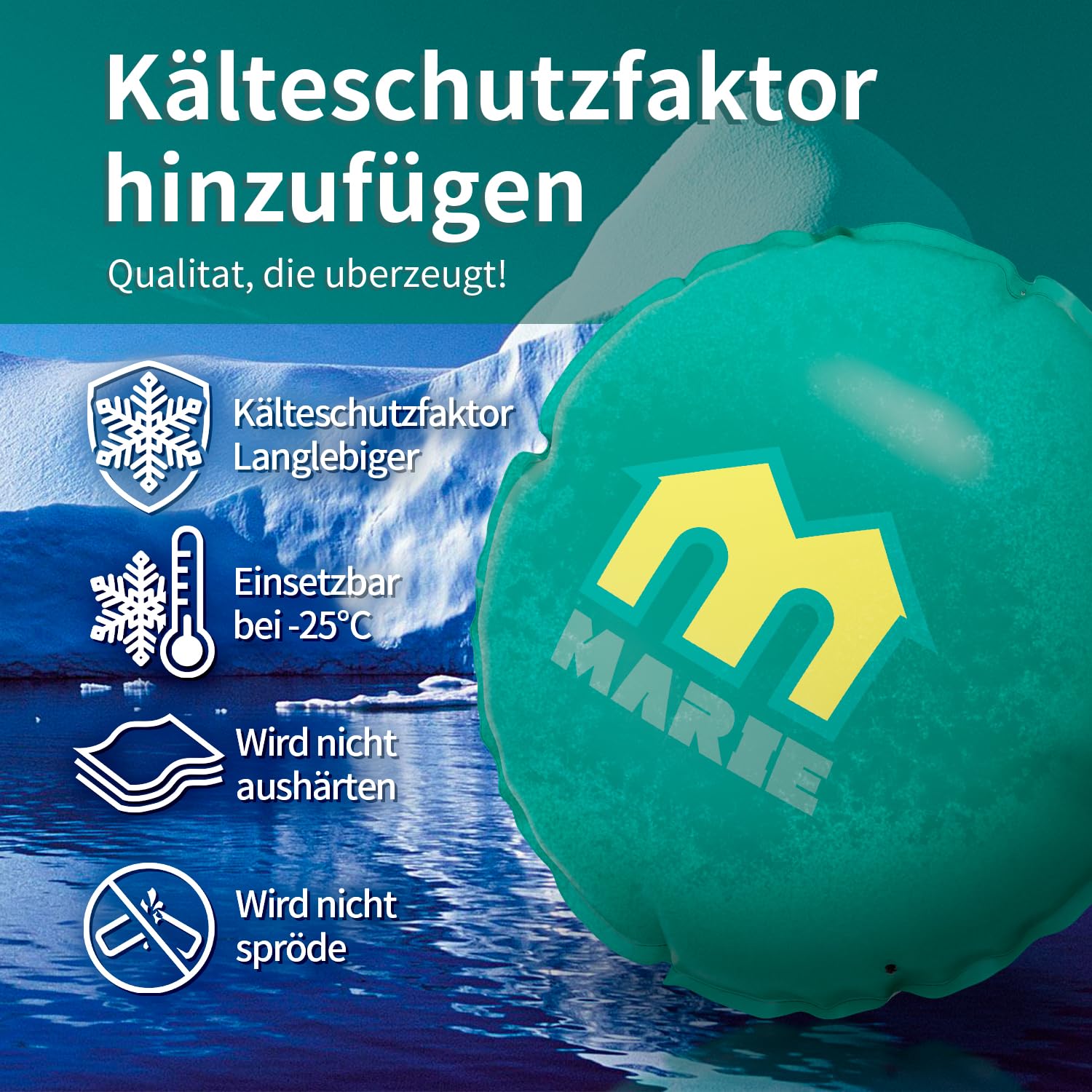 MARIE Poolkissen Winter Ø 300 cm (für Ø300-400cm Pools) - Luftkissen Winterfest Frostschutz bis -20°C - Robuste Schwimmbadabdeckung - Kältebeständig, Flexibel & Langlebig - gegen Risse und Brüchigkeit