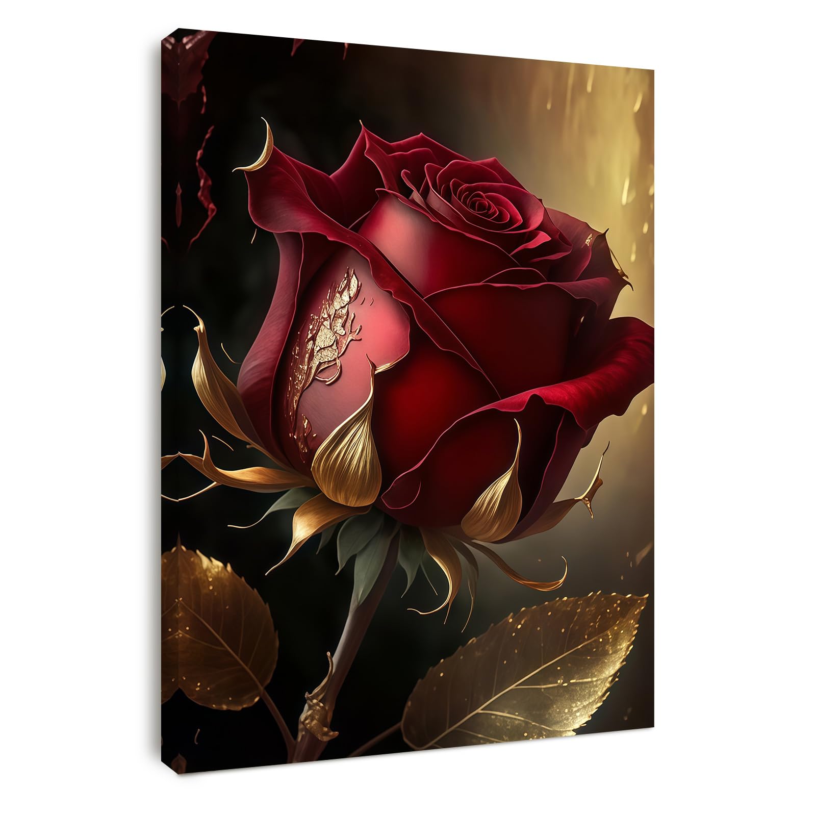 Alptiny Red Rose Canvas Wall Art - Elegant Floral Artwork for Living Room, Bedroom, and Hallway, Romantic Flower Wall Decor for Home