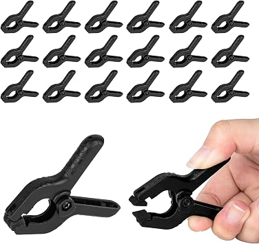 EMART 20 Pack Small Spring Clamps,Mini Nylon Backdrop Clips-2inch,Black