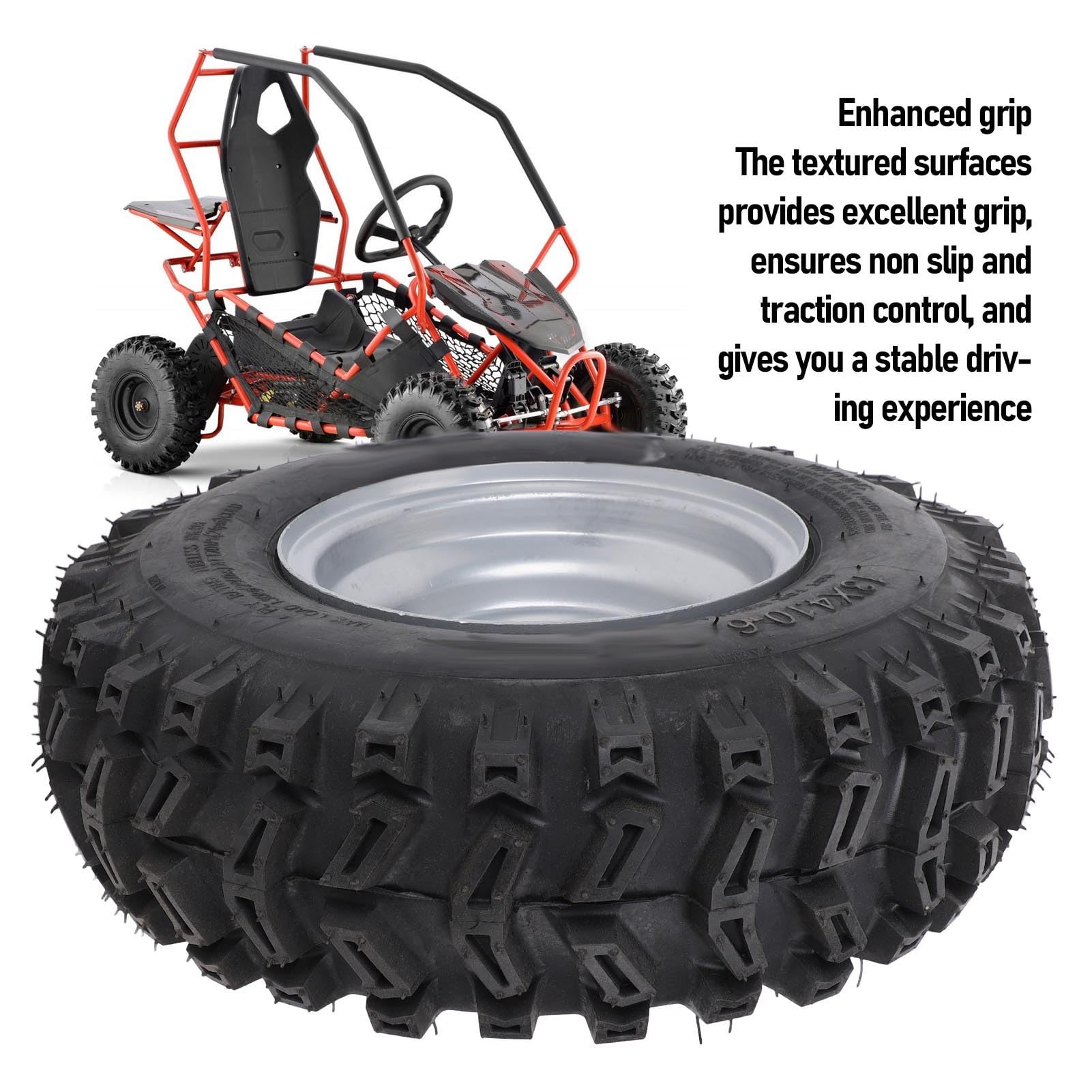 Luocute 6-calowe, 13x4,1-6 ATV Quad Off Road Go Kart Cosch z Aluminium Stopu Bezkresowe Opony Próżniowe i Felgi, Opony Gumowe Przeciw Wybuchom
