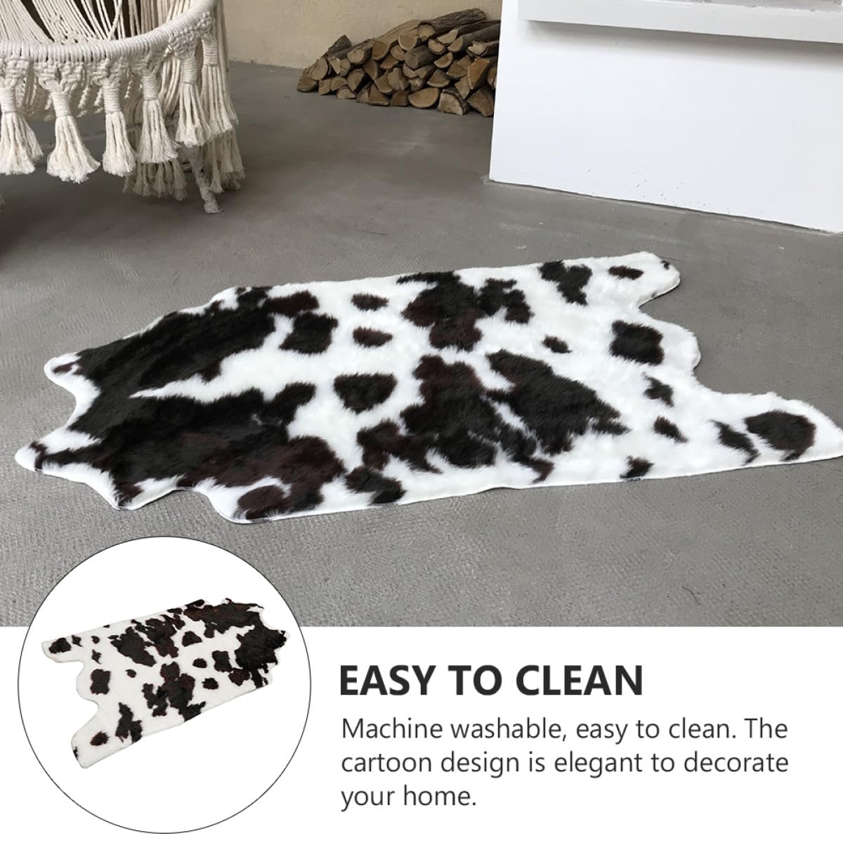 Alfombra Absorbente Estampado de Vaca de Acrílico, Antideslizante y Fácil de Limpiar, Adecuado para Baño y Sala de Estar Diseño Creativo y Elegante