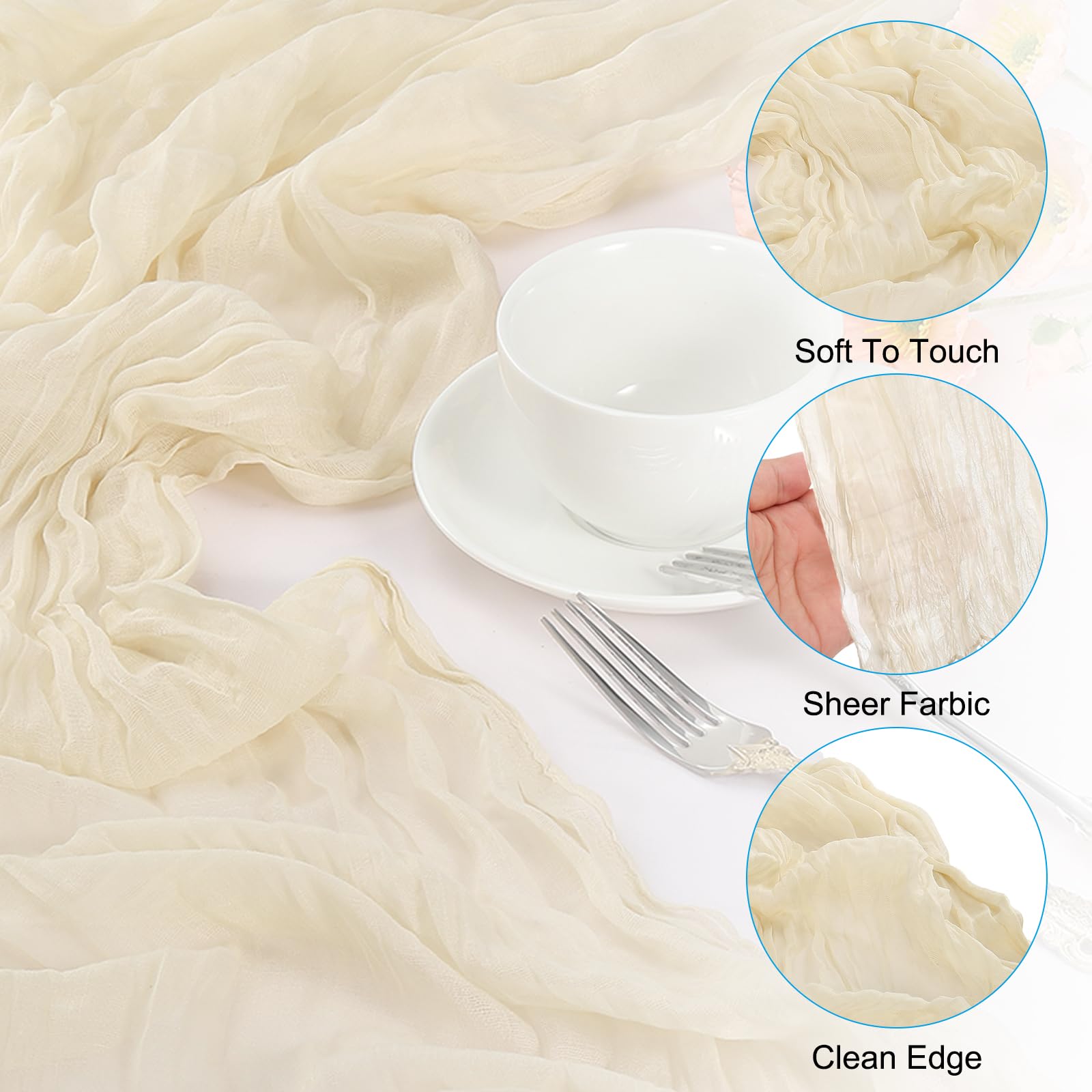 PATIKIL 14 Ft Cheesecloth Table Runner Rustic Gauze Terracotta Cheese Cloth Table Runner with Wrinkled for Bohemian Wedding Party Bridal Shower Table Decoration - Image 3