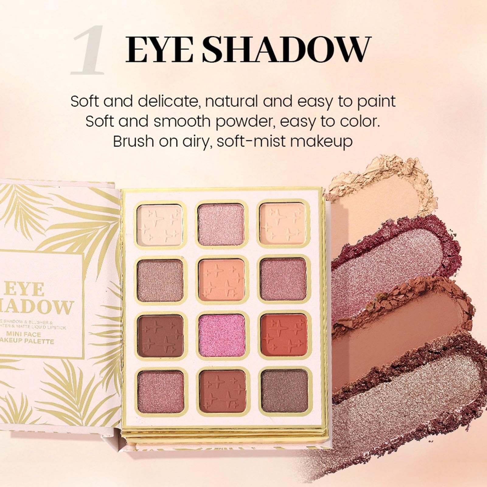 Palette De Maquillage Livre - 12 Couleurs À Paupières,À Paupières Nacrée Style Livre Avec 4 Fard À Joues Et 4 Brillant À Lèvres | Pour Femmes, Filles, Beauté, Fête,