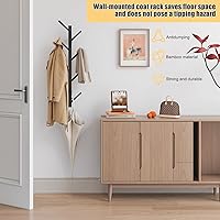 Vista 11 de Perchero vertical de bambú para pared, perchero vertical de bambú para pared, árbol, perchero, perchero flotante para sombreros, chaquetas, bolsos