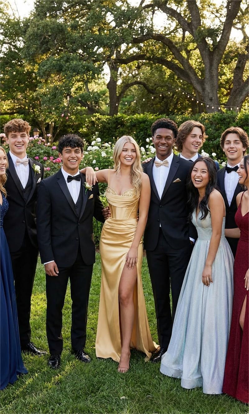 Satin Mermaid Prom Dresses 2026 Sequin Beaded Corset Evening Gown Pleated Formal Party Dress with Slit