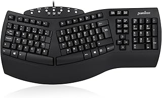 Perixx 11524 PERIBOARD-512 Wired Ergonomic Natural Split Keyboard with 7 Multimedia Keys, Black, UK Layout