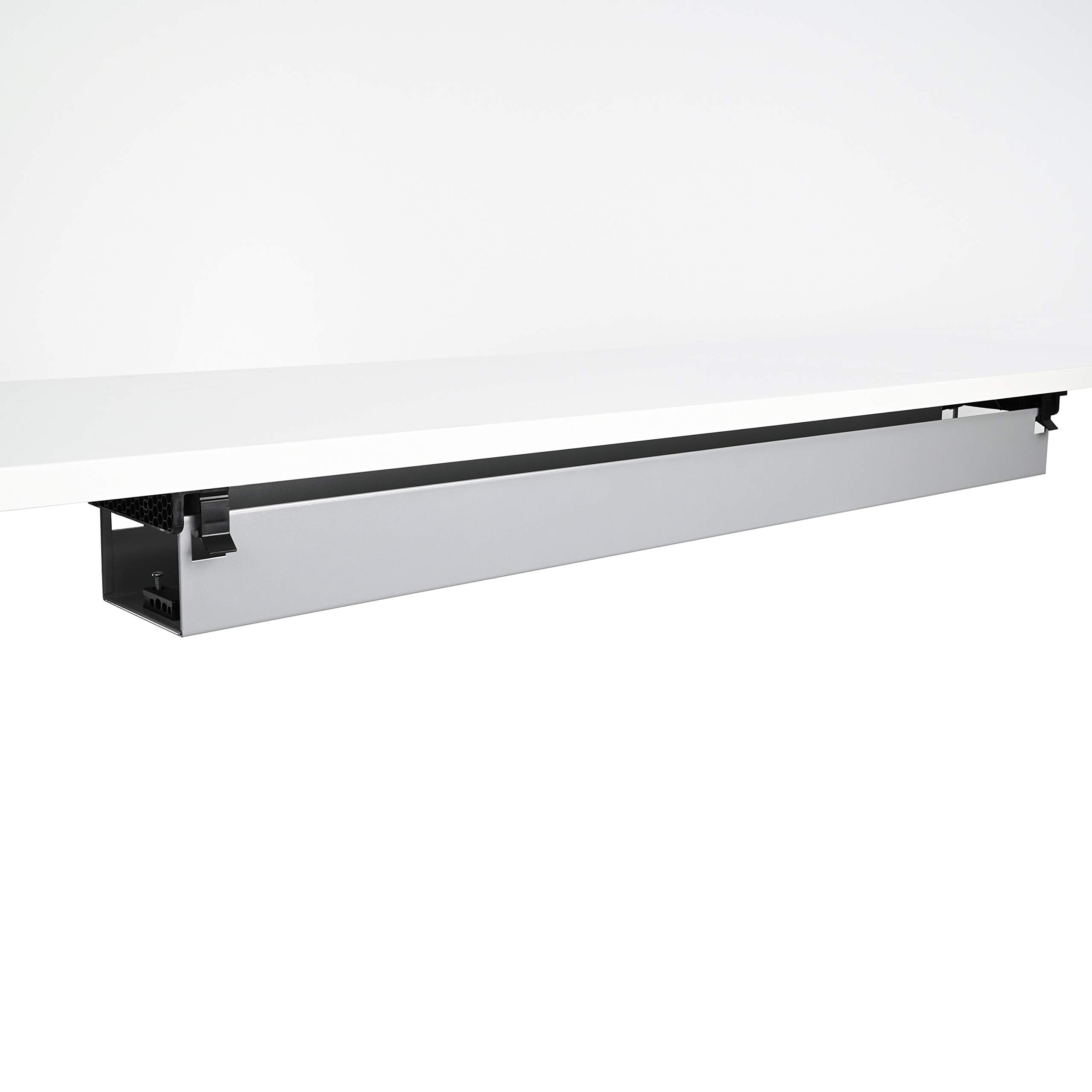 boho office®Goulotte à câbles Rabattable des Deux côtés en Argent (RAL9006) à encastrer sous Le Tableau de Table 107 cm