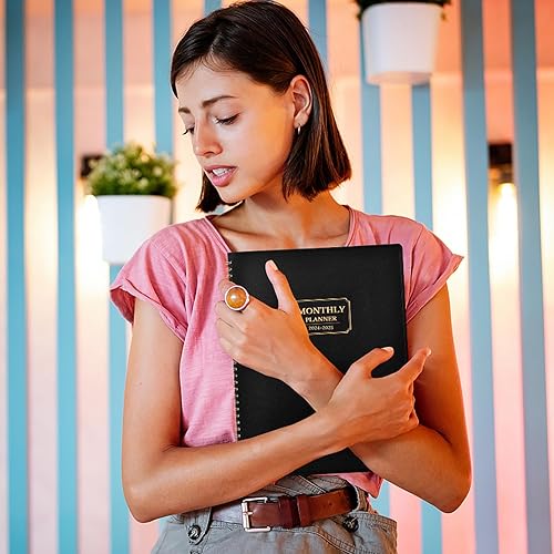 Miniatura 8 de Artfan Agenda mensual 2025  Calendario mensual 2025 con pestañas, 8.86 x 11.4 pulgadas, cuero saffiano, julio 2024 a diciembre 2025, cuero negro