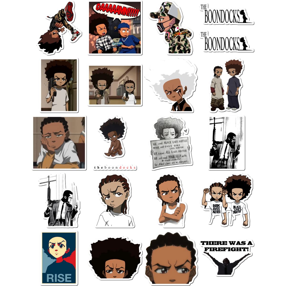 Stickers 20 Pcs Per Pack The Waterproof Boondocks Vinyl Aesthetic Colorful Laptop Water Bottle Bumper Car Bike Luggage Guitar Skateboard