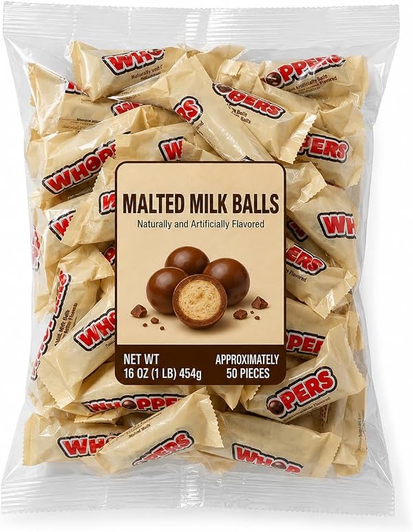 Bolitas de Malta Cubiertas de Chocolate con Leche, Caramelo Crujiente - 1 lb (Aprox. 50 piezas)