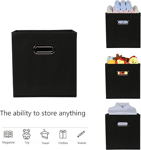 Miniatura 10 de Cubos de almacenamiento de tela, organizador de cubos de tela con asa, cubos plegables para almacenamiento de tela o accesorios, 11 x 11 x 11