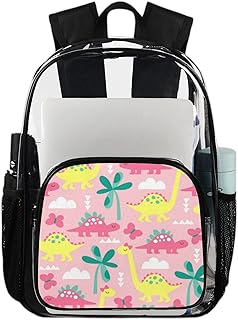 Mochila transparente de dinossauros para uso pesado, mochila transparente impermeável de dinossauro bonito mochila PVC transparente com alça de ombro reforçada para escola, trabalho, viagens, Multicor