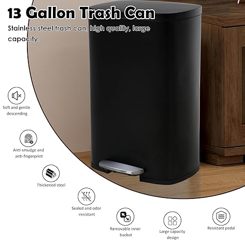 Miniatura 3 de Bote de basura automático sin contacto de 13 galones, con tapa, azul, polipropileno, sensor de movimiento