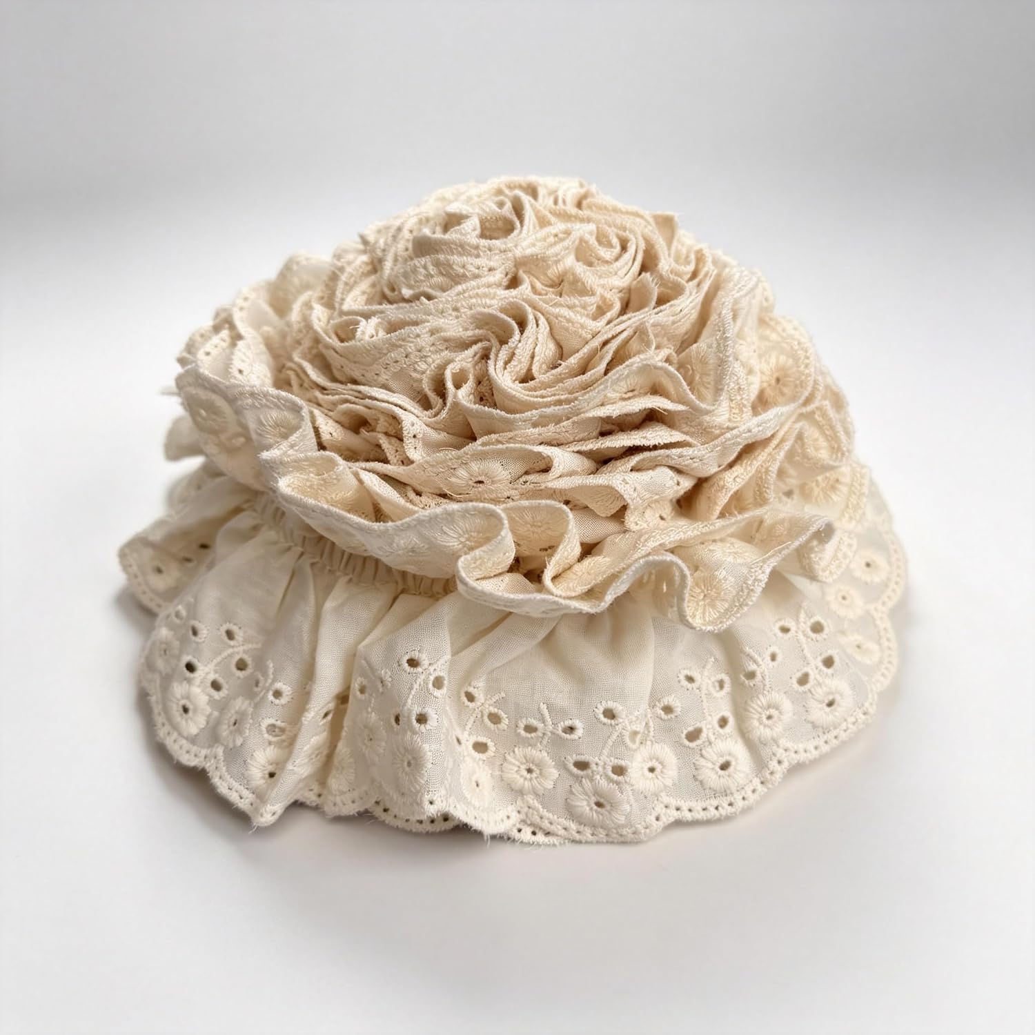 Eyelet Lace Ribbon 3.4 Inch x 3 Yards Double Edge Cotton Ruffle Trim