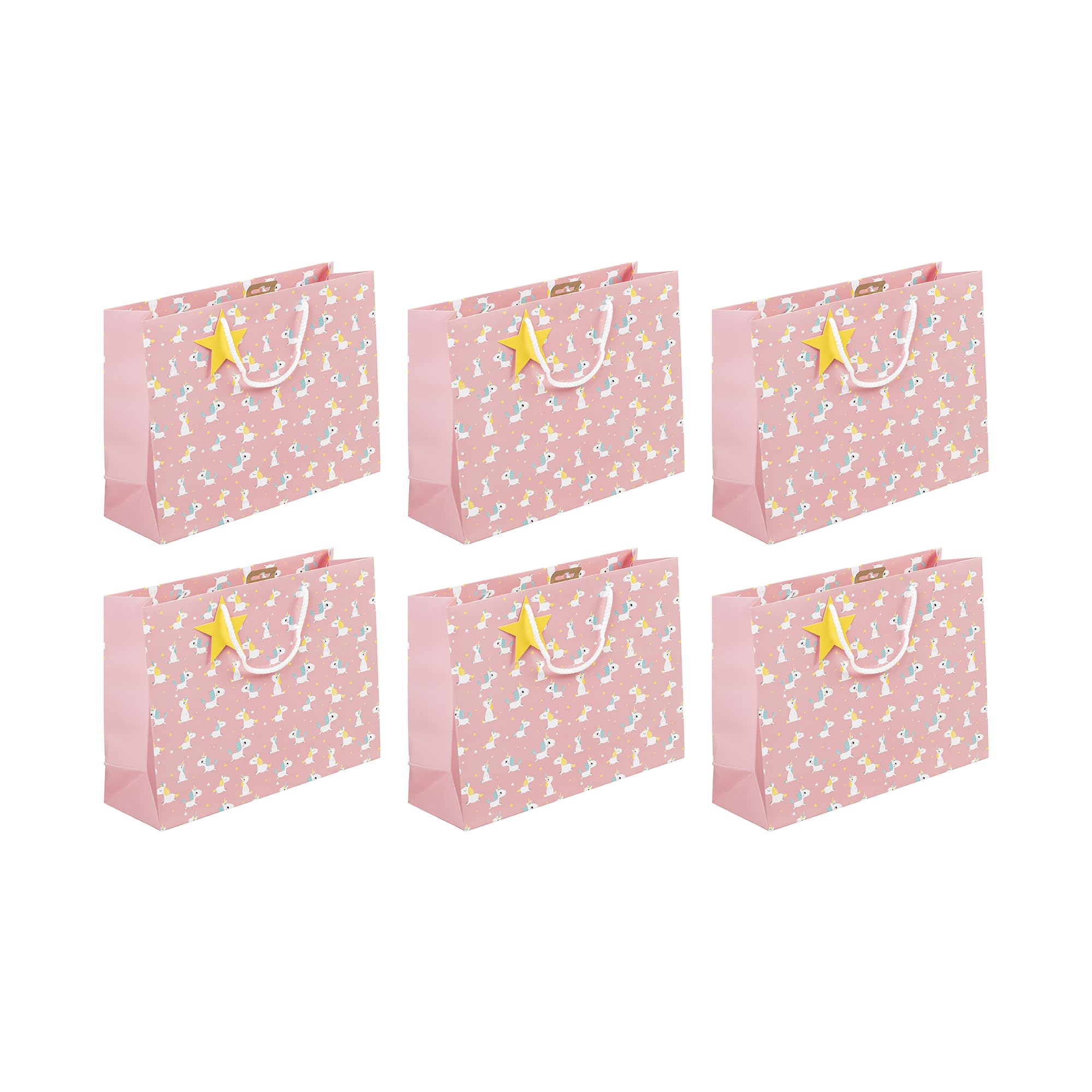 Clairefontaine 32466-6Cpack - A Set of 6 Excellia Gift Bags- Shopping - 37.3x11.8x27.5 cm - 210g - Unicorns Design - Gift packaging, ideal for games, Puzzles
