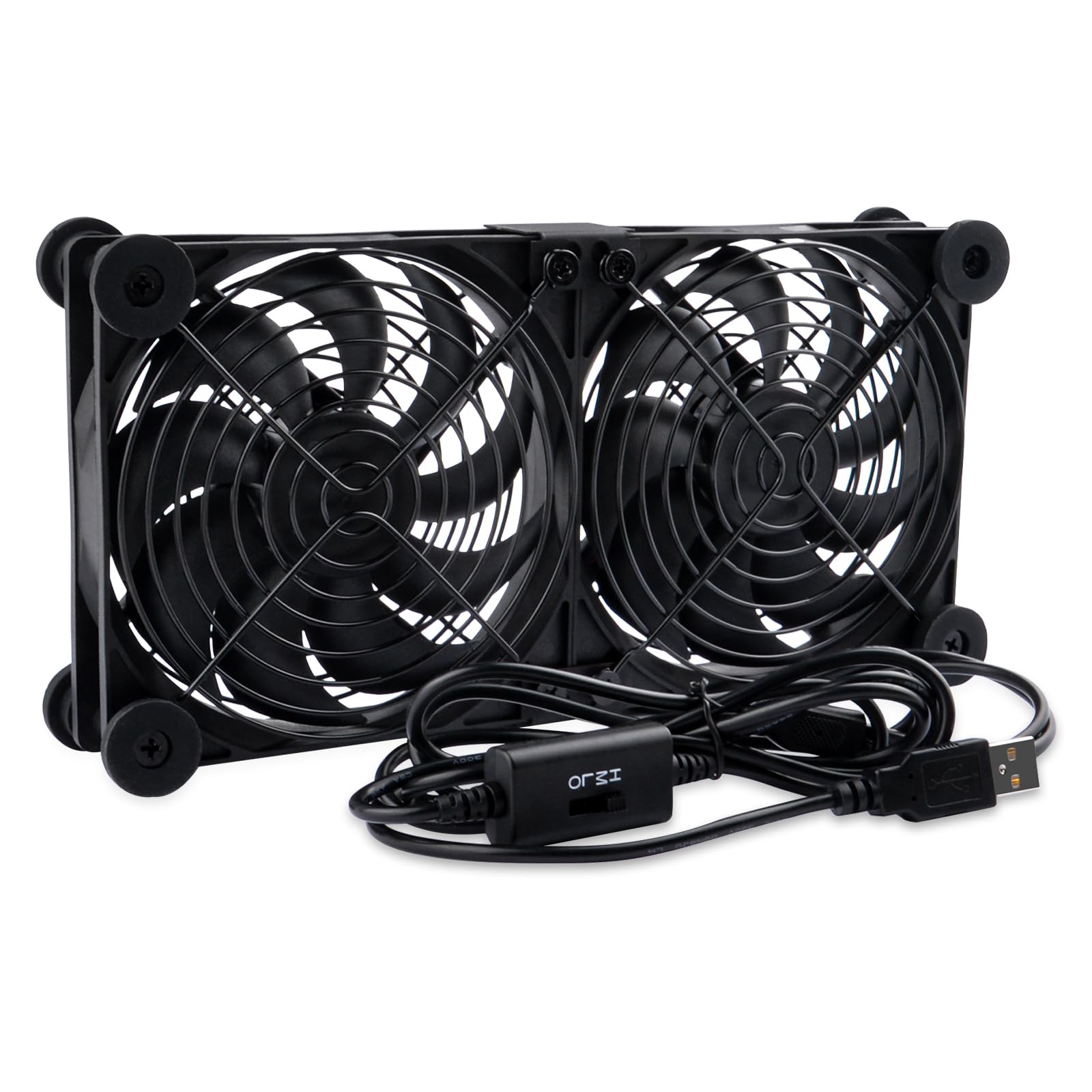 Ventola silenziosa 2 in 1 120 mm Dual Router con regolatore velocità 3 gradi DC 5V USB Cooling Case