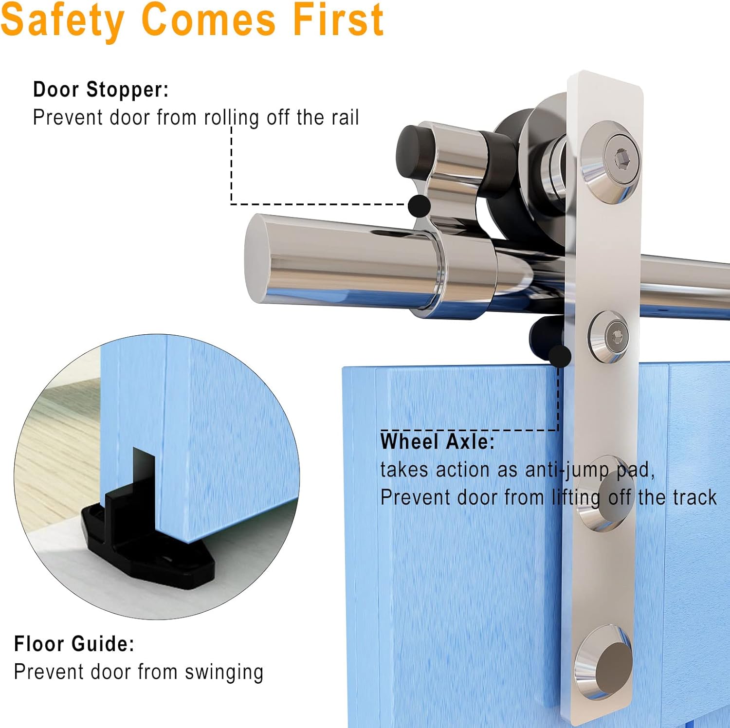 Tор Rаtеd CCJH 4ft Stainless Sliding Barn Door Hardware Kit Heavy Duty for Single Wood Door (Flate Shape Hanger)