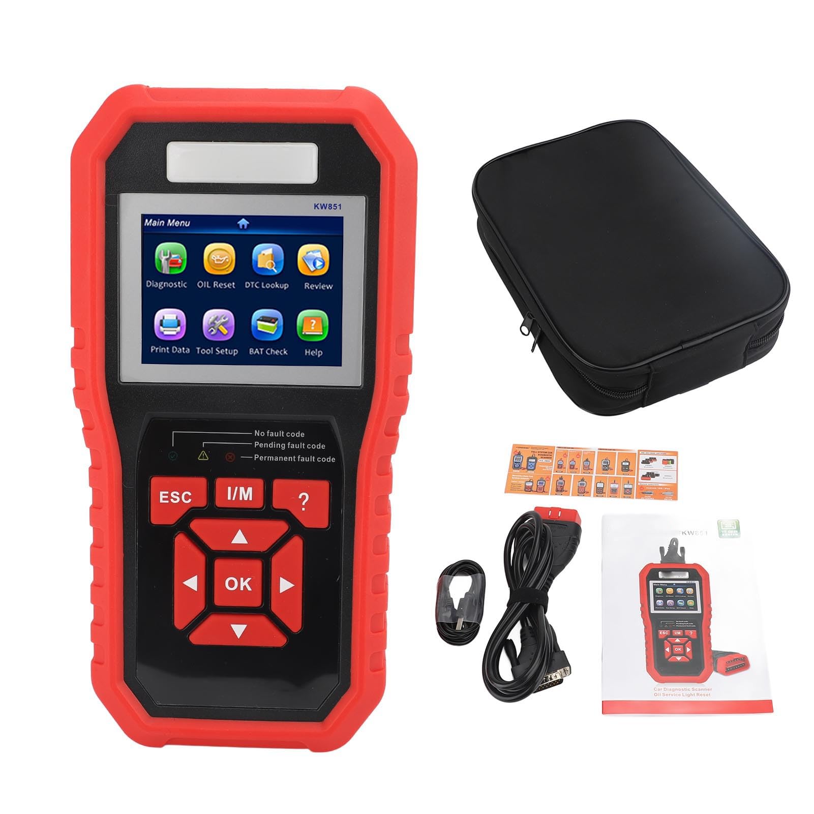 OBD-Scanner, Motorfehlercodeleser mit Hochauflösendem TFT-Farbbildschirm und Service-Licht-Reset, für Win XP 7 8 10