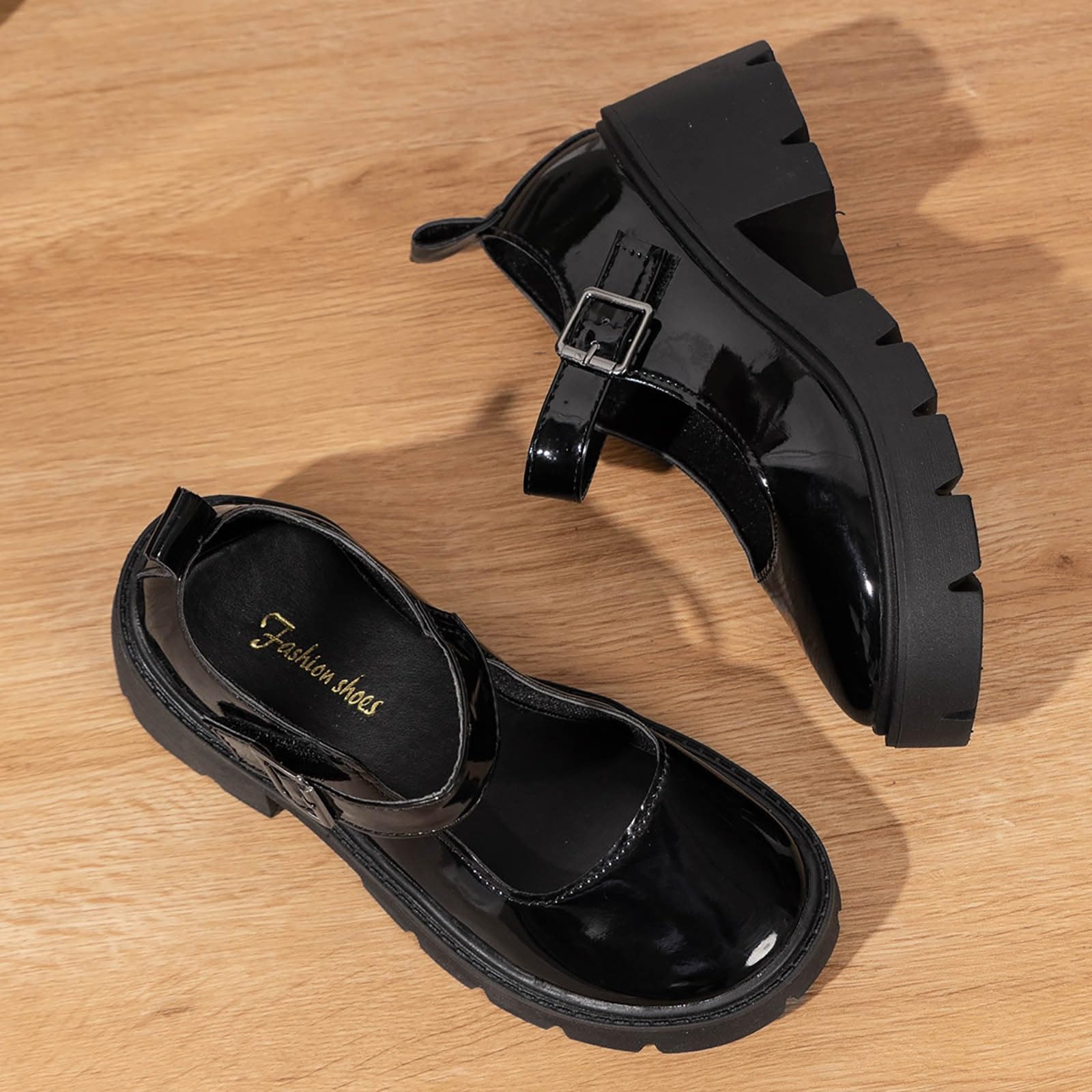 Lolita - Scarpe da donna con plateau Mary Jane, tacco a blocco, in pelle verniciata | Scarpe gotiche con fibbia, da principessa, antiscivolo, con plateau, per costumi cosplay