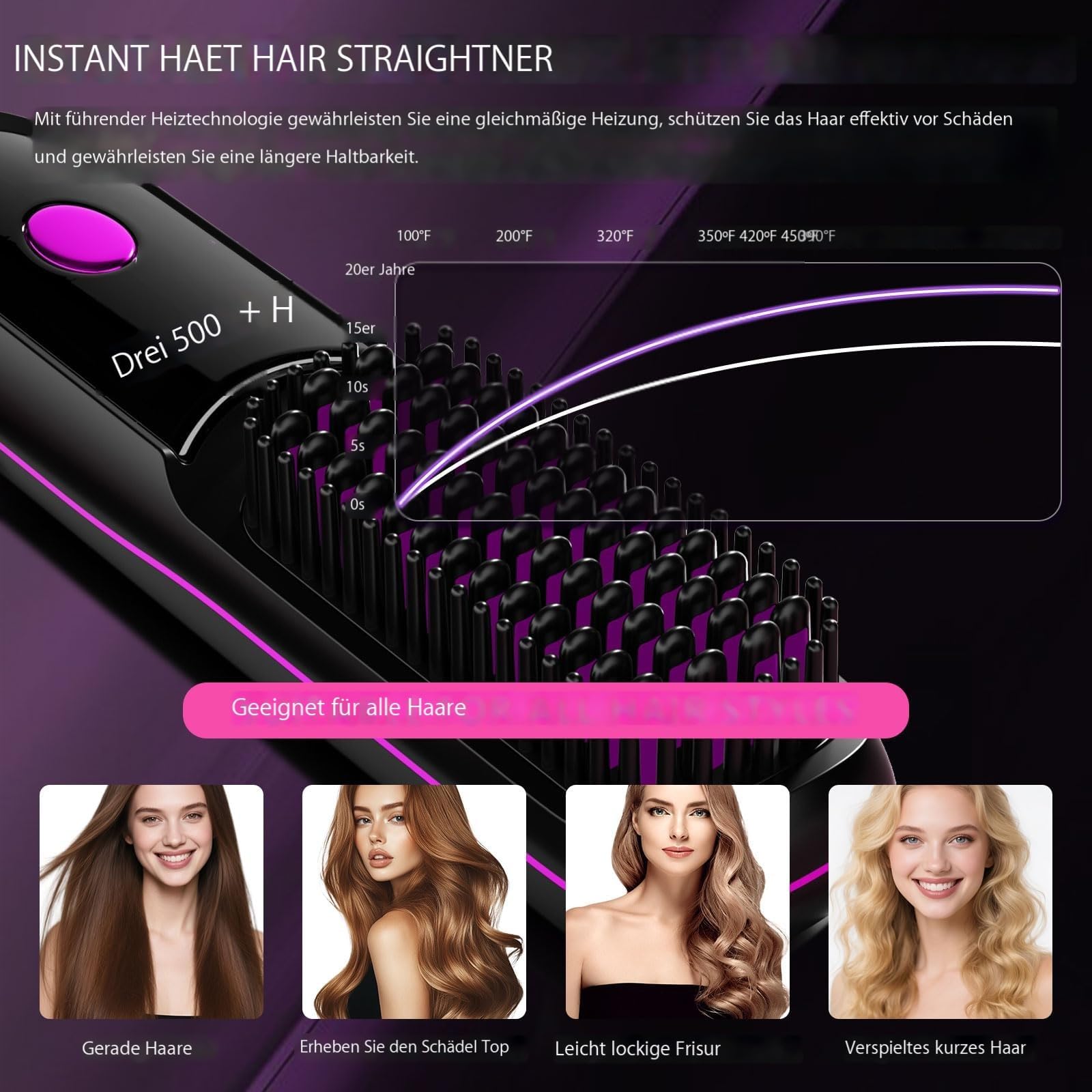 Cefryna Stylingbürste, Stylingbürste Für Kurze Haare, 3 Temperaturstufen, Tragbar & Wiederaufladbar Styling Bürste Für Reisen Und Täglichen Gebrauch (D)