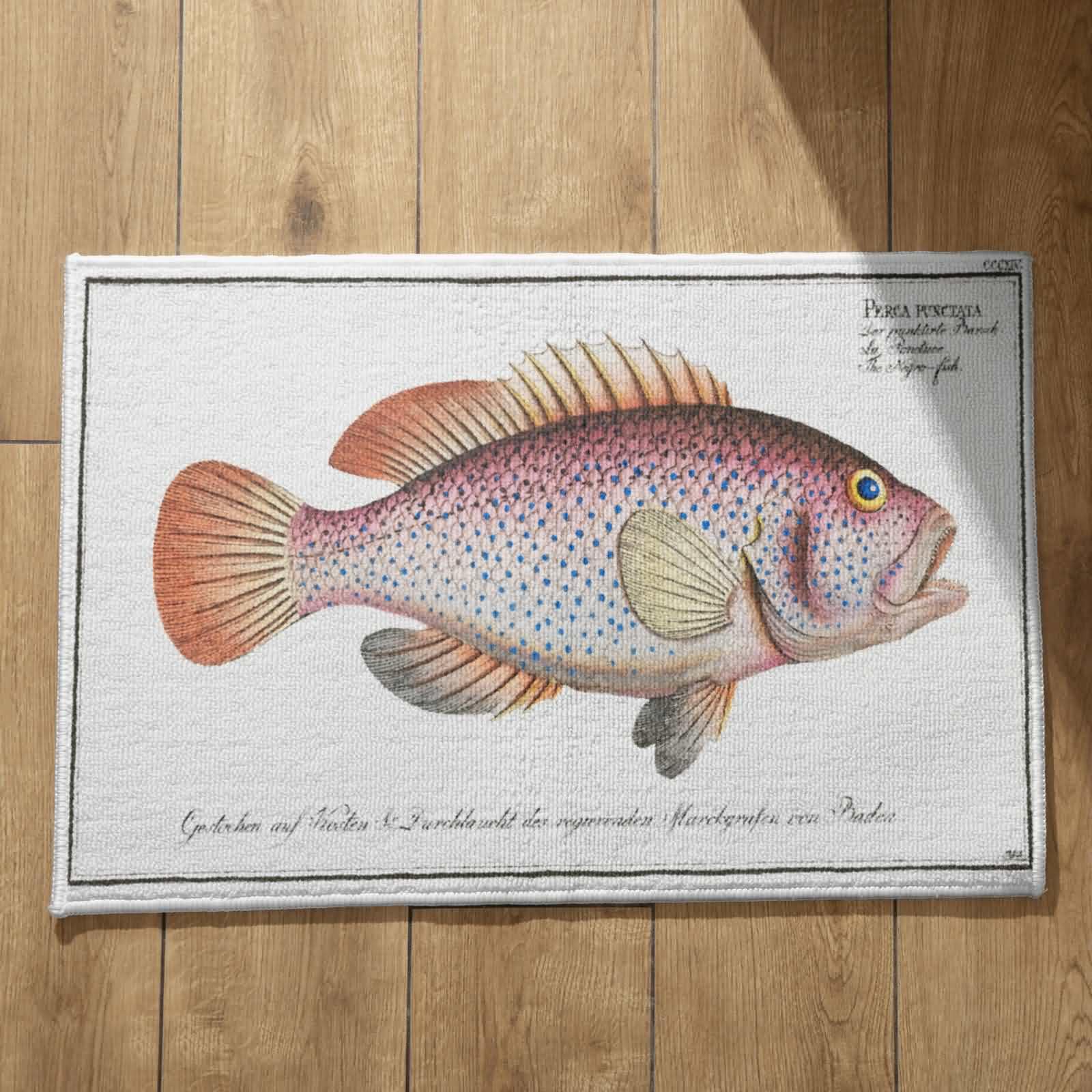 Tapis de sol porte d'entrée intérieur vintage poisson CEVAN flanelle 50x80cm