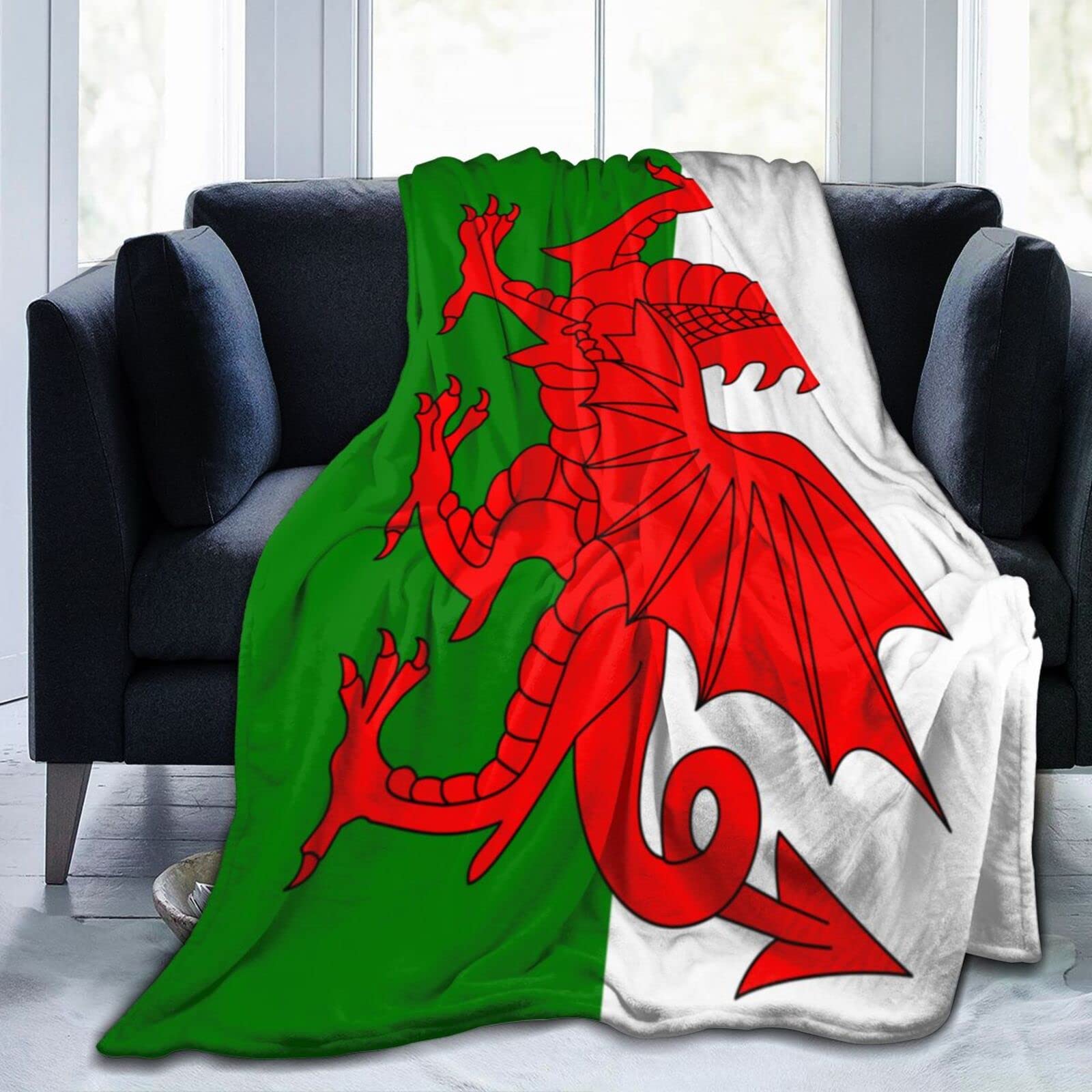 Aooedm Welsh Dragon Flag Super Soft Warm Fleece Blanket, Comfortable Flannel Blanket, Four Season Blanket Suitable For Bedroom Bed And Sofa