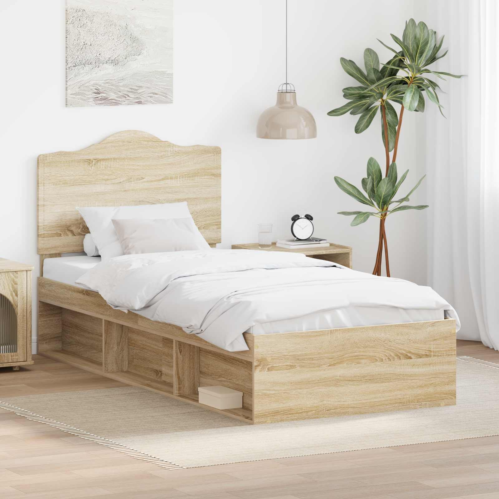 vidaXL Estructura de Cama con cabecera Roble Sonoma 75 x 190 cm
