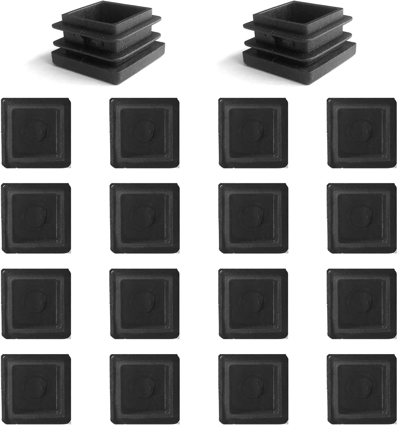 YouU 16 Pieces Square Black Plastic End Cap Tubes, 2 Inches Fencing Post Cover Tube Chair Glide Insert Cap (50 x 50 mm/2 x 2 inches)
