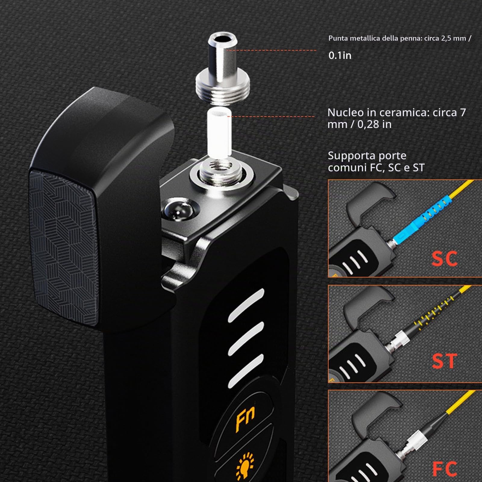 Visual Fault Locator, 15mW Localizzatore Di Guasto Visivo Tester Cavo Fibra Ottica Con 2.5mm FC/SC/ST Interfaccia, 3 Livelli Penna FTTH VFL Regolabile Localizzatore Visivo Guasti Fibra Ottica
