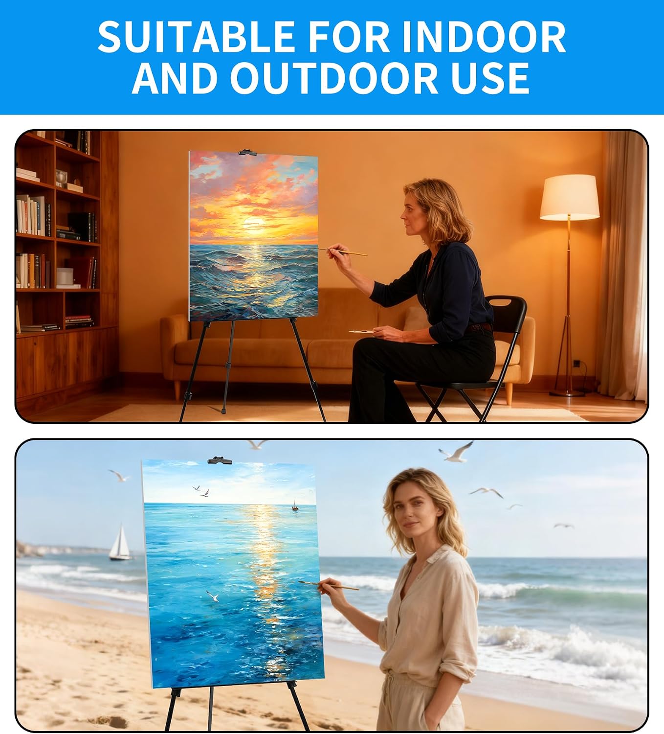 Display Easel Stand for Sign, Adjustable Portable 63'' Tripod with Carry Bag, Artist Easels Canvas Stand for Table-Top Displaying/Painting/Wedding Signs