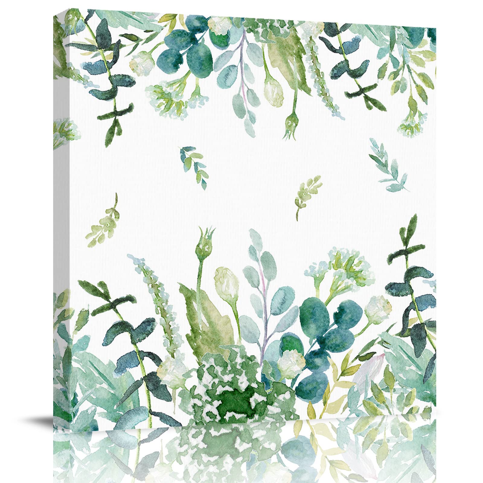 Canvas Wall Art - Canvas Prints Wall Decor for Bathroom - Farm Summer Green Eucalyptus Canvas Picture Artworks for Room Aesthetic, Framed Modern Wall Art for Home Bedroom Living Room Kitchen 12"x12"