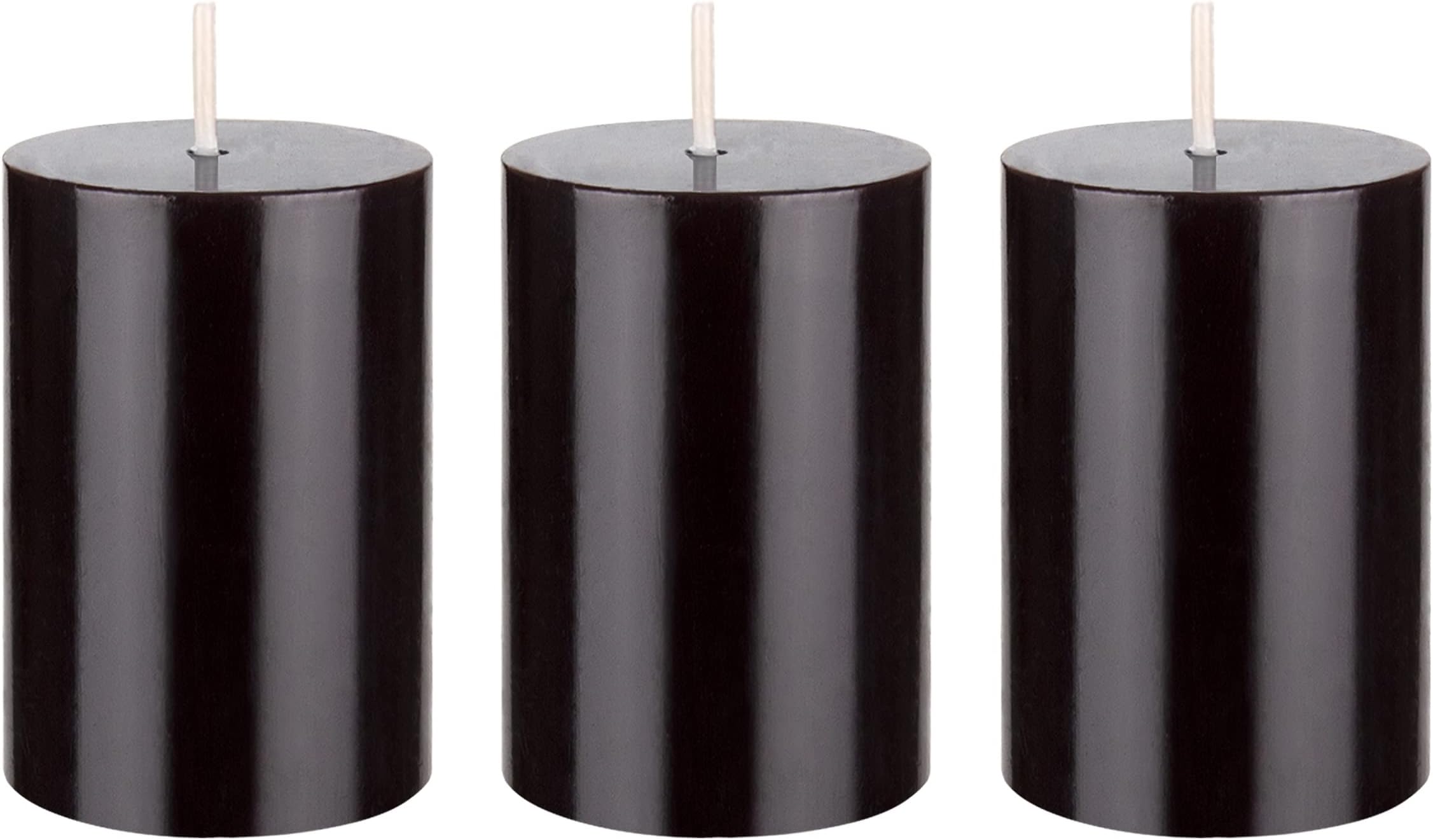 3 pcs Unscented Solid Black Pillar Candles, Hand Poured Premium Wax Candle 2 Inch x 3 Inch, Home Décor, Spas, Weddings, Occasions, Party, Centerpieces, Holidays, Vigils, Prayers