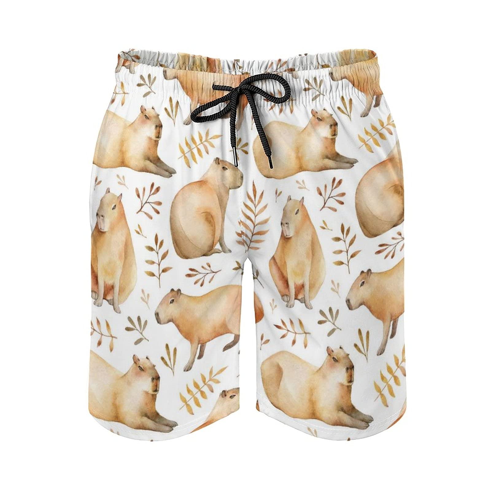 BAIKUTOUAN Adorable Capybara Print Swim Trunks Short Beach Pants for Men Casual
