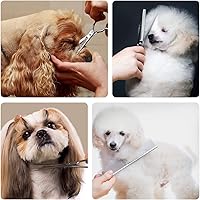 Vista 7 de Maxshop Tijeras de aseo para perros con puntas redondas de seguridad, kit de recortadora de titanio resistente para mascotas, tijeras