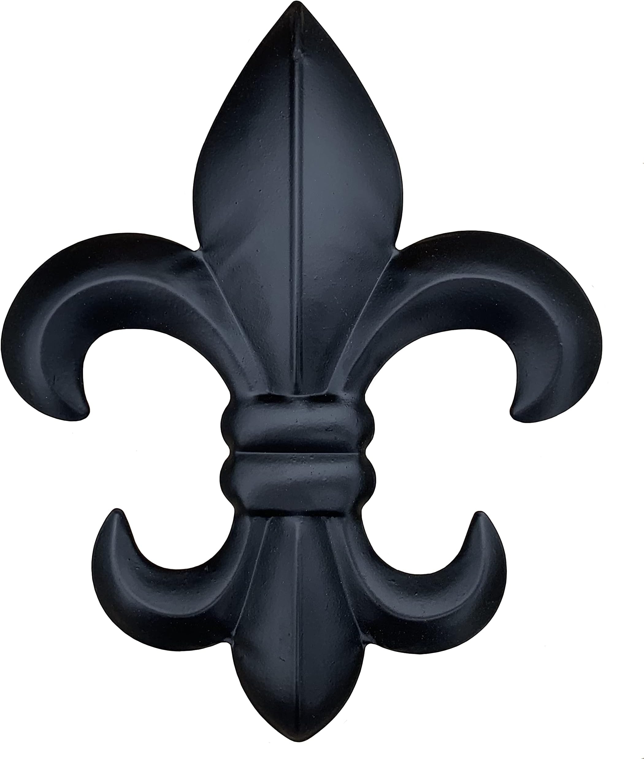 8" Metal Fleur De Lis Wall Plaque/Art with hanger - Rustic Creole Tuscan Decor (Black)