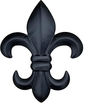 8" Metal Fleur De Lis Wall Plaque/Art with hanger - Rustic Creole Tuscan Decor Black