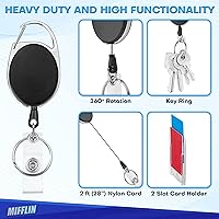 Vista 3 de Mifflin Soporte rígido para tarjetas de identificación con clip retráctil (transparente, paquete de 2), carretes de tarjetas de identificación