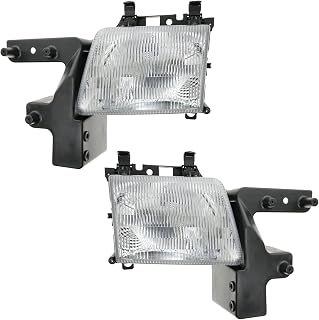 TRQ 2 Piece Headlight Assembly Set Driver & Passenger Side Compatible with Dodge B1500 B2500 B3500 1998 Ram 1500 Van Ram 2500 Van Ram 3500 Van 1999-2003 CH2502118 CH2503118 55076524AC 55076525AC