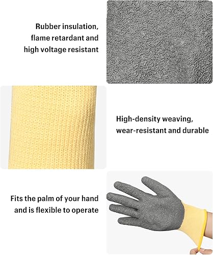 Miniatura 5 de Guantes aislados eléctricos, resistencia al voltaje de 400 V, guantes de alto voltaje para electricista, guantes de trabajo con aislamiento