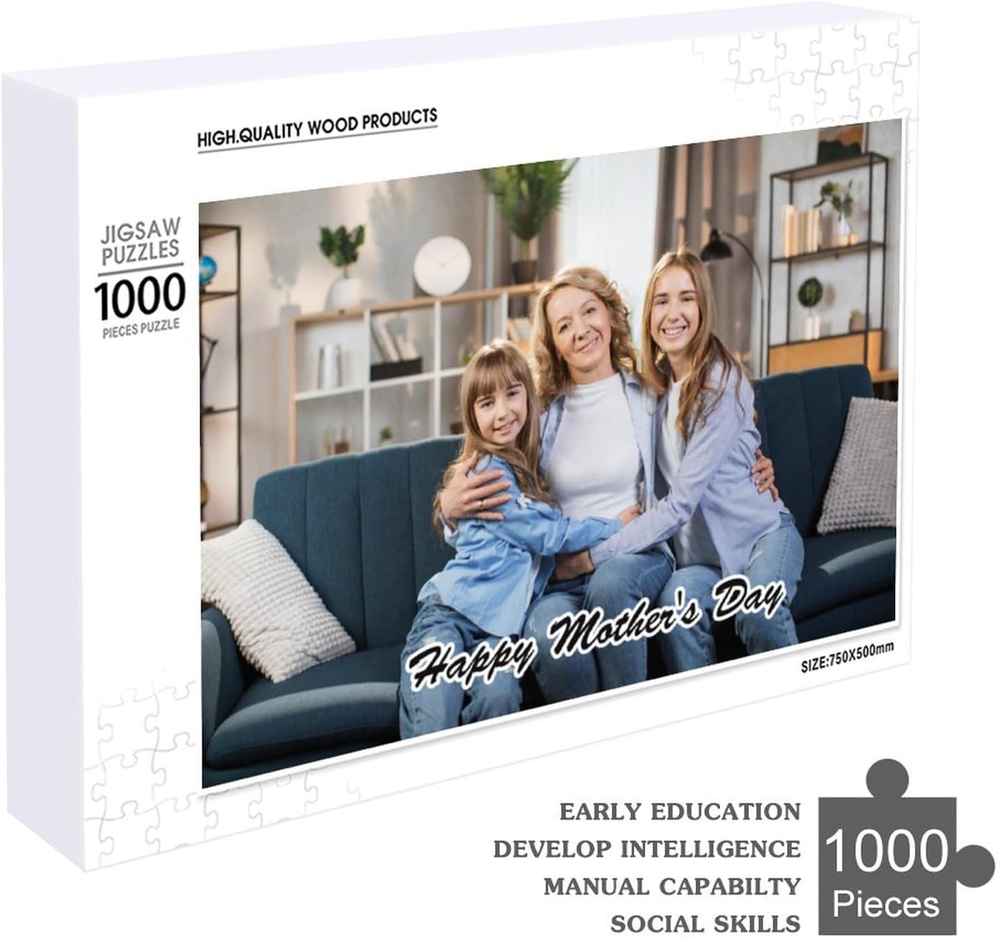 Custom Picture Puzzle Gift for Mom, Birthday, Wedding, Personalized Jigsaw Puzzle from Picture, Best Mom Ever Gift for Adults, Grandma, Family - 1000 Pieces