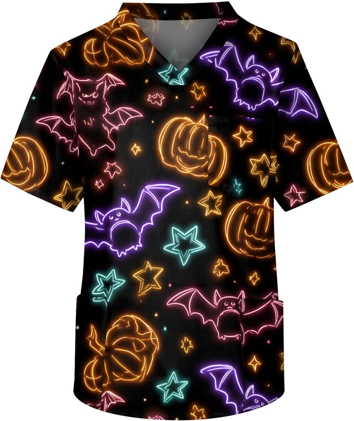 Men Fall V Neck T-Shirt Halloween Short Sleeve Graphic Shirts