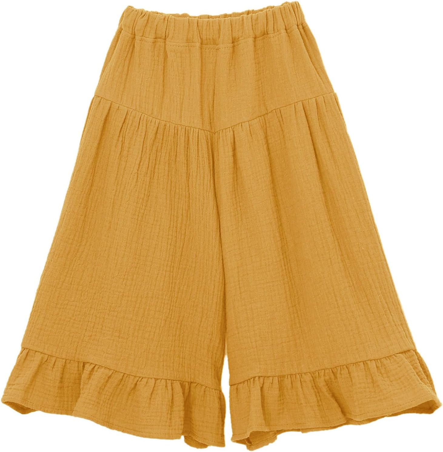 Toddler Girls Cotton Ruffled Pants Baby Loose Solid Bell Bottoms Trousers