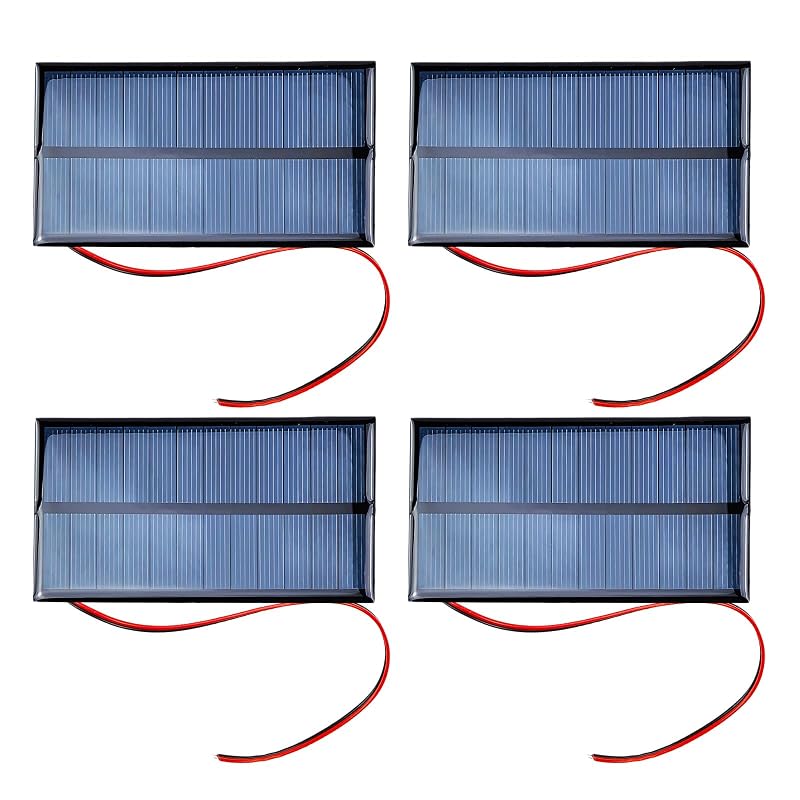 Kit com 4 Mini Painéis Solares Policristalinos Flylin 6 V 1 W com Cabo de 30 cm JY2025119-01