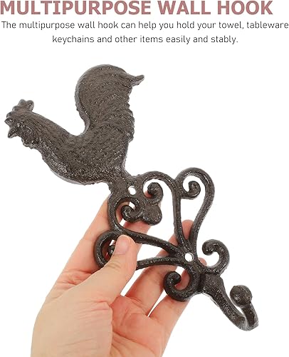 Miniatura 8 de Cabilock Gancho de pared de pollo retro de hierro fundido vintage para abrigos de cocina, llaves, toallas, 3 x 1.5 pulgadas
