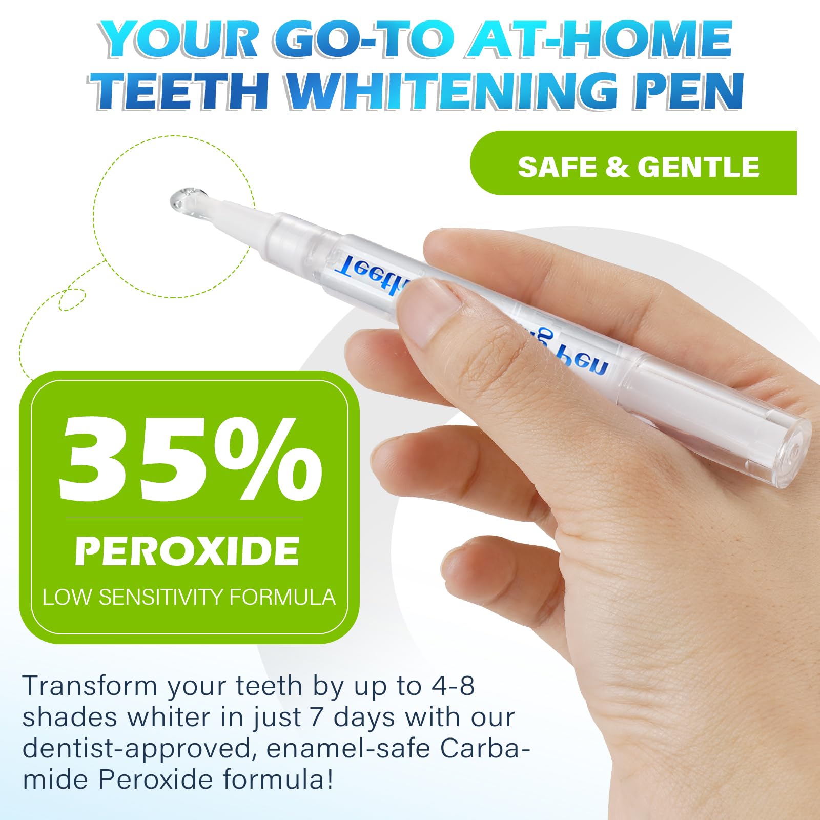 Penna Sbiancante Dei Denti 4-Pack, Gel Sbiancante Dei Denti – Veloce, Delicato, Rimuove Anni Di Macchie - Sicuro Per Smalto - Formula 100% Naturale, Non Tossico, Facile Da Usare, Facile Da Viaggiare