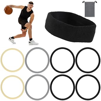 8 Pcs Patellar Tendon Support Strap, Silicone Knee Brace Strap with Sports Elastic Headband and Waterproof Pouch for Running Basketball Soccer Tennis Hiking Volleyball Squats & Jumpers Knee