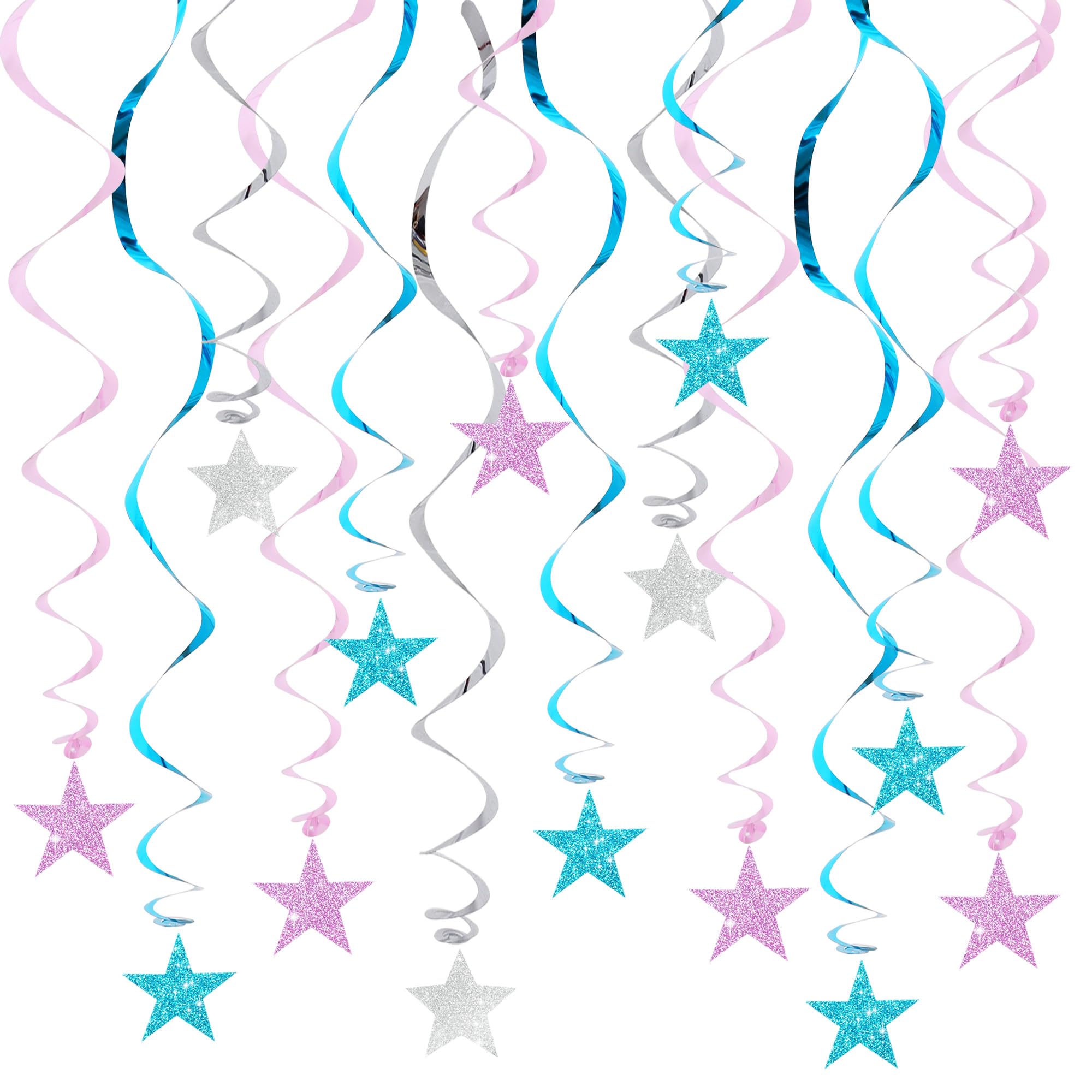 Silver Star Party Decorations - 15 Swirls -18