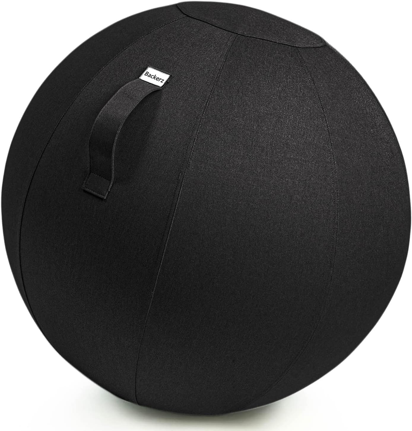 Backerz® Silla de 55 cm – Asiento ergonómico para oficina y oficina en el hogar – Tela duradera, pelota de gimnasia, silla de pelota con base de bala – Funda de lino lavable, color negro