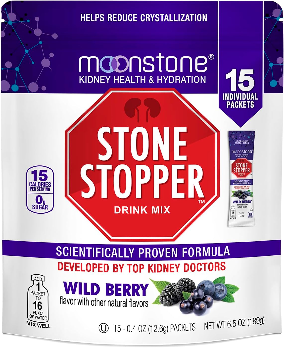 Moonstone Kidney Stone Stopper Drink Mix Wild Berry Flavor
